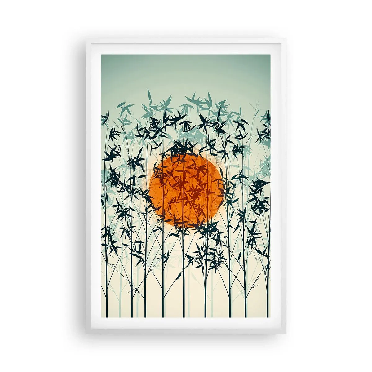 Affisch i vit ram - Japansk sol - 61x91 cm