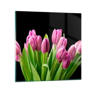 Glastavla - Bild på glas - Vårens lila glädje - 30x30 cm