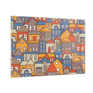 Glastavla - Bild på glas - Hus bakom hus - 100x70 cm