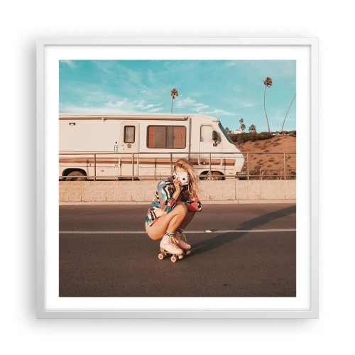 Affisch i vit ram - Ett leende, tack! - 60x60 cm