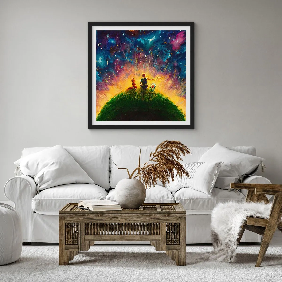 Affisch i svart ram - Kärlek och vänskap - hela världen - 60x60 cm