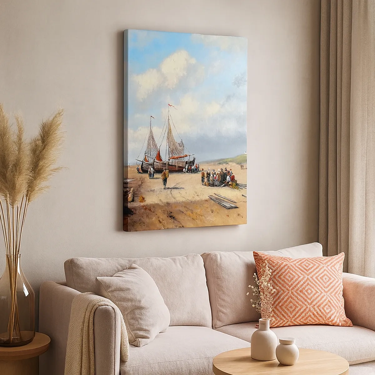 Canvastavla - Bild på duk - Efter en lyckad fångst - 50x70 cm