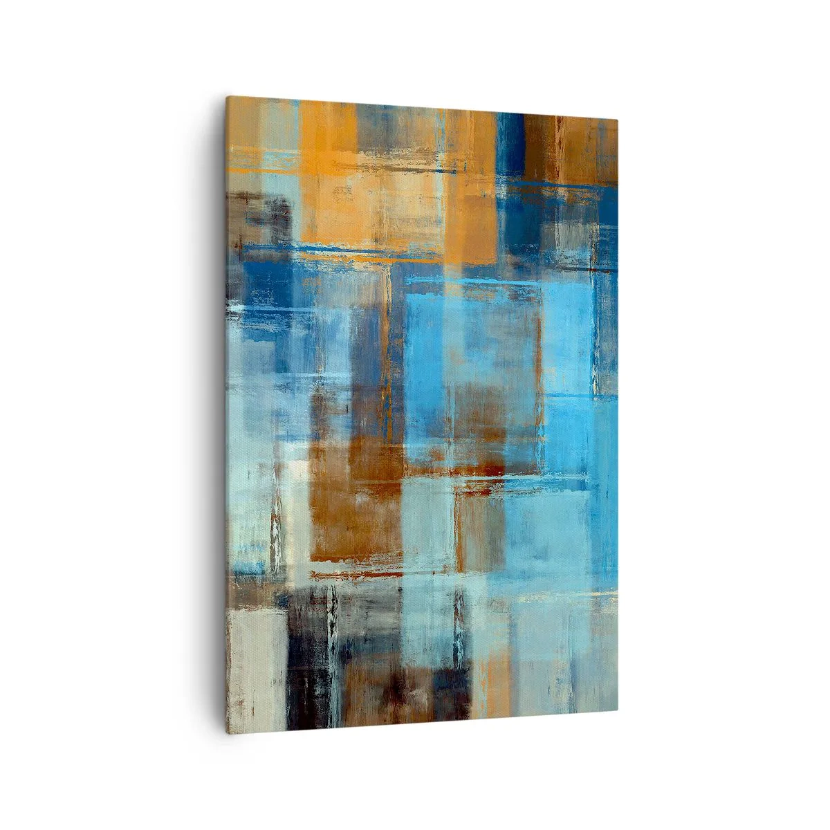 Canvastavla - Bild på duk - Genom blåa gardinen - 70x100 cm