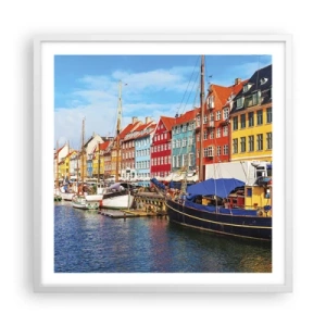 Affisch i vit ram - Glad kaj - 60x60 cm