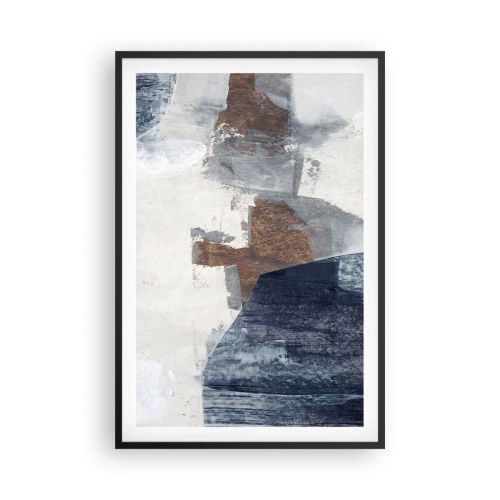 Affisch i svart ram - Blåbruna former - 61x91 cm