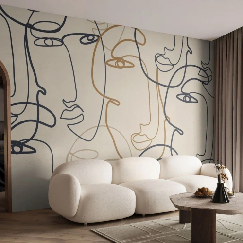 Fototapet Premium Sand - Mångfaldigad porträtt - Abstraktion, Ansikte, Grafik - 350x256 cm