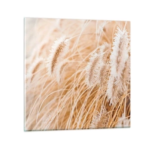 Glastavla - Bild på glas - Gyllene gräsrassel - 30x30 cm