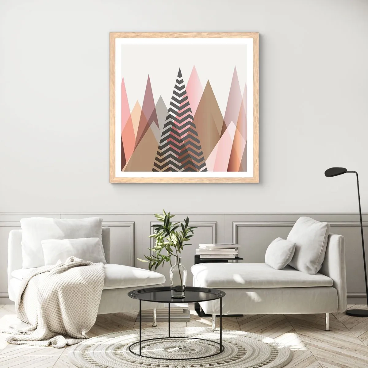 Affisch i ram av ljusek - Utsikt över pyramider - 50x50 cm
