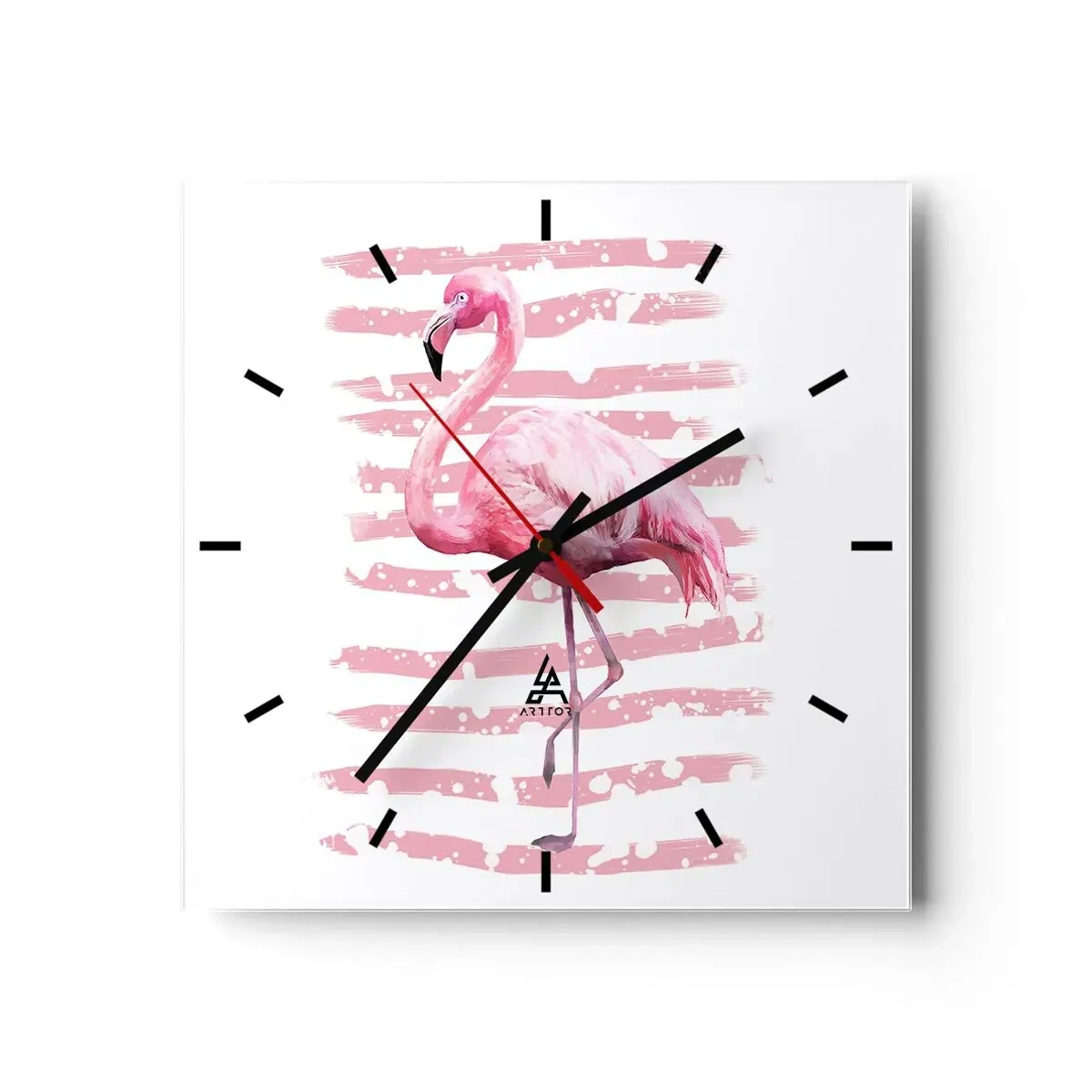 Väggklocka - Klocka på glas - Med värdighet trots i rosa färg - 30x30 cm