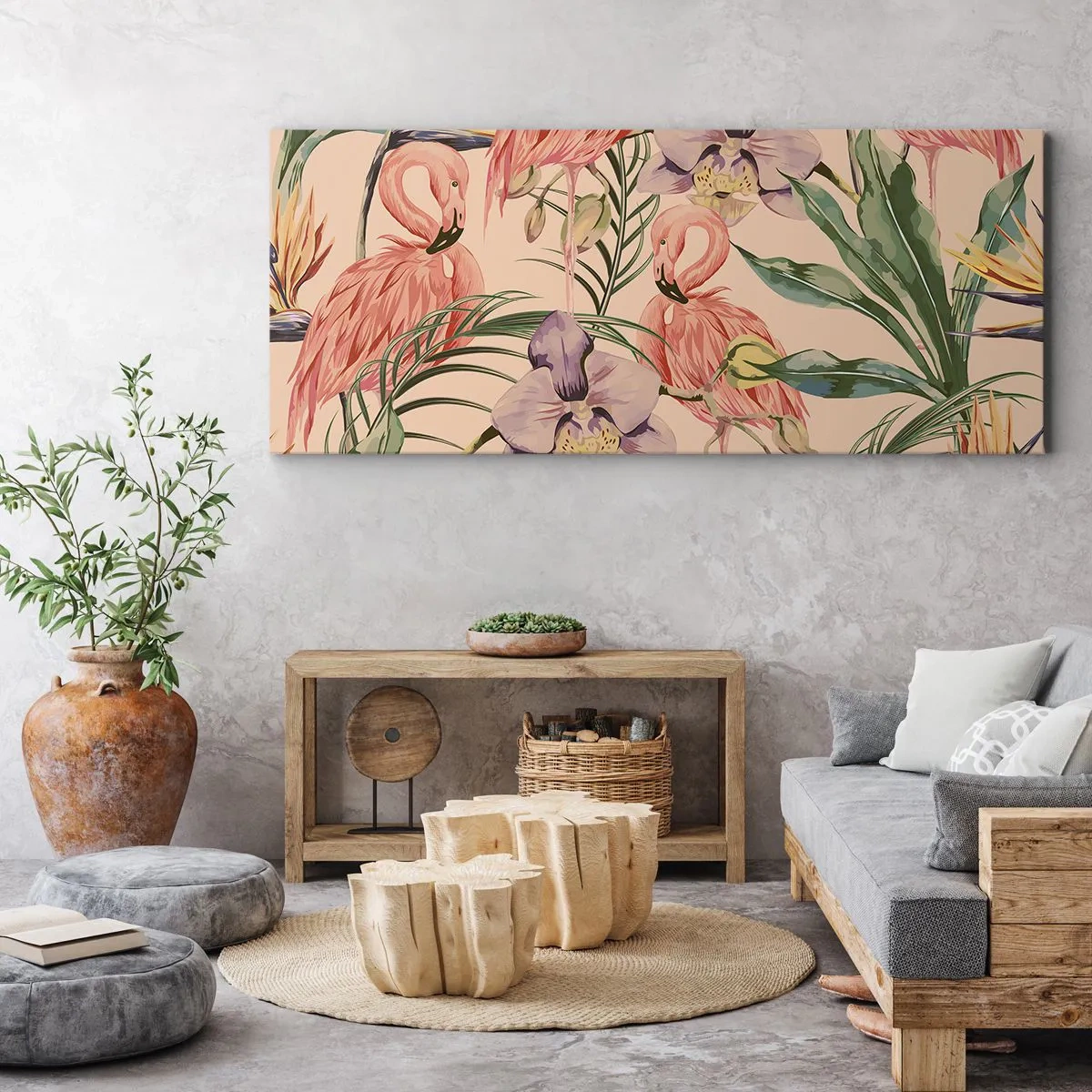Canvastavla - Bild på duk - Rosa balett i blommor - 100x40 cm