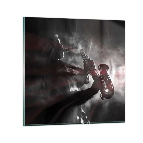 Glastavla - Bild på glas - I jazzens ångor - 60x60 cm