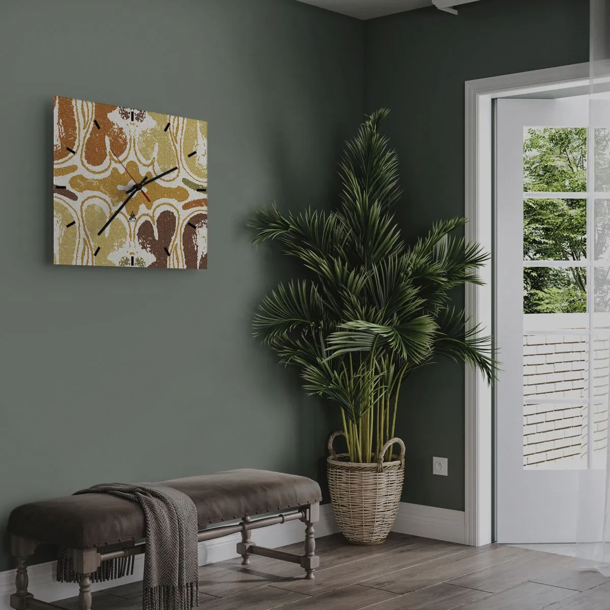 Väggklocka - Klocka på glas - Sentimental abstraktion - 30x30 cm