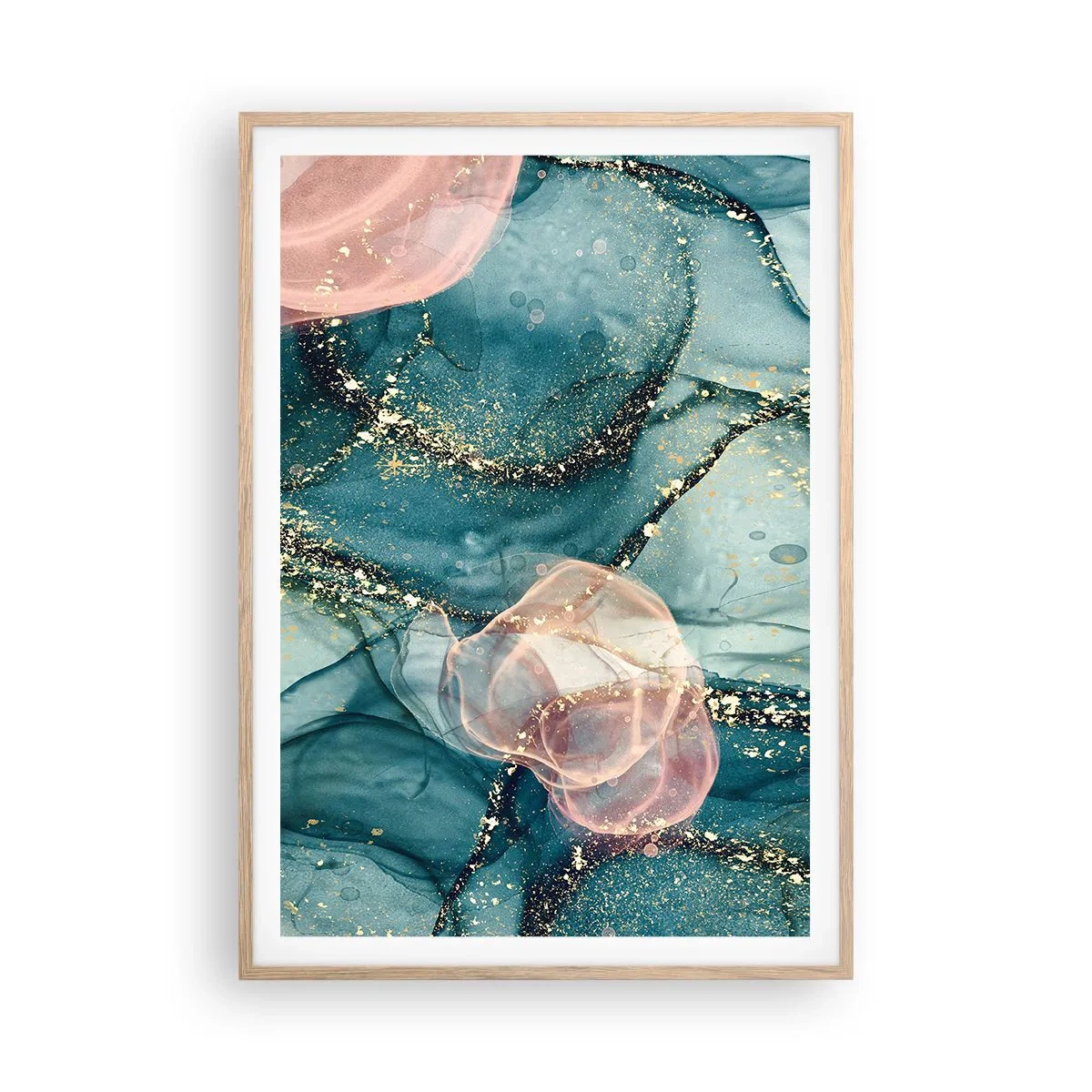 Affisch i ram av ljusek - Sidenblå, tyllrosa - 70x100 cm