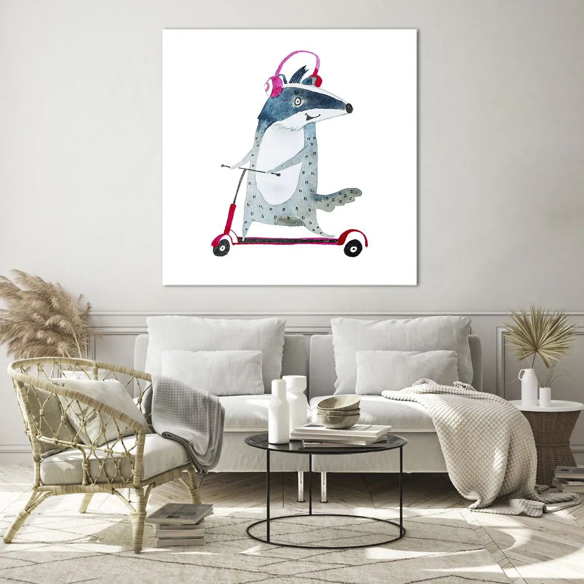 Glastavla - Bild på glas - Grävlingens glädje - 60x60 cm