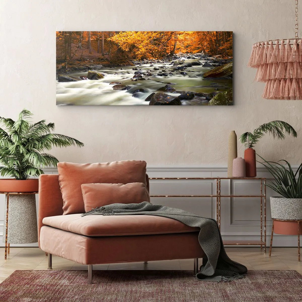 Canvastavla - Bild på duk - Bäck i guldskogen - 100x40 cm