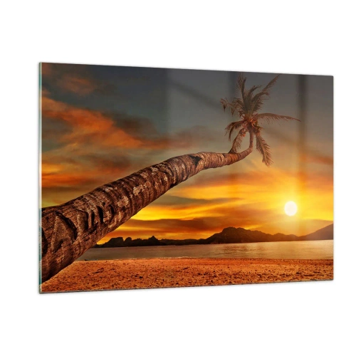 Glastavla - Bild på glas - Exotisk semester, ett äventyr i Karibien - 120x80 cm