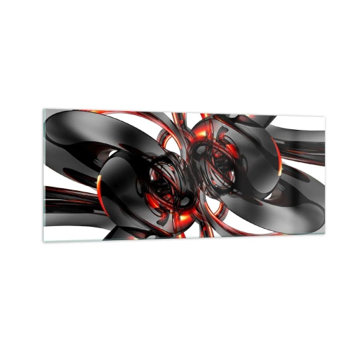 Glastavla - Bild på glas - Rörelse i grafit och röd - 100x40 cm