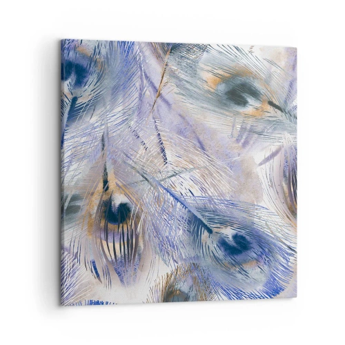 Canvastavla - Bild på duk - Komposition med påfågelsfjädrar - 50x50 cm