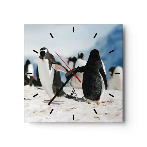 Väggklocka - Klocka på glas - Dans på snön - 40x40 cm