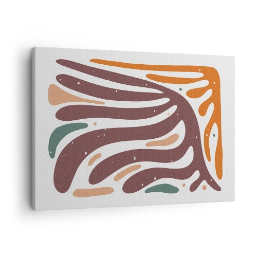 Canvastavla - Bild på duk - Organiskt mönster med strålande linjer i varma nyanser - 70x50cm - Strålande organisk komposition - Modern väggdekoration för vardagsrum och sovrum ARTTOR