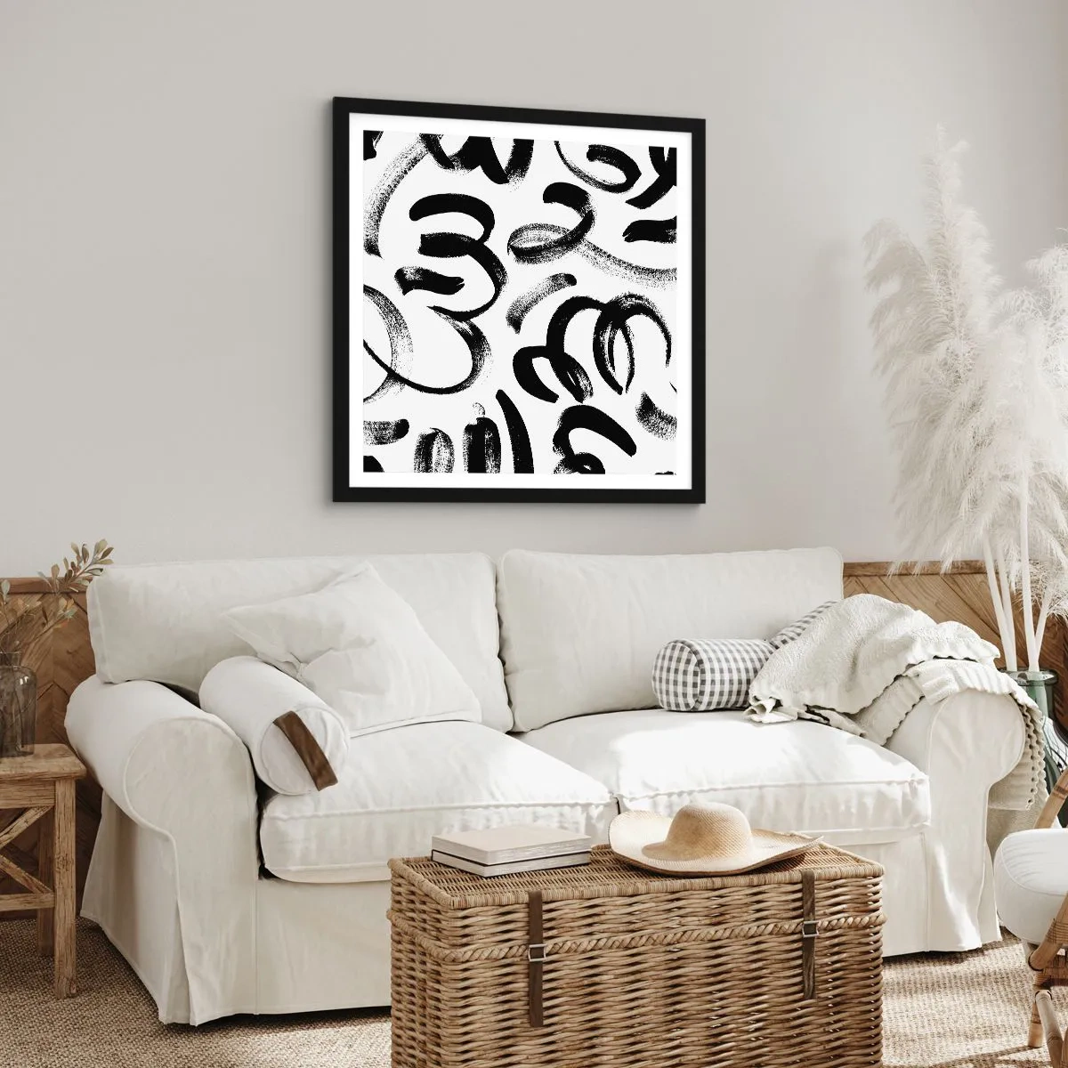 Affisch i svart ram - Svart på vitt - 50x50 cm