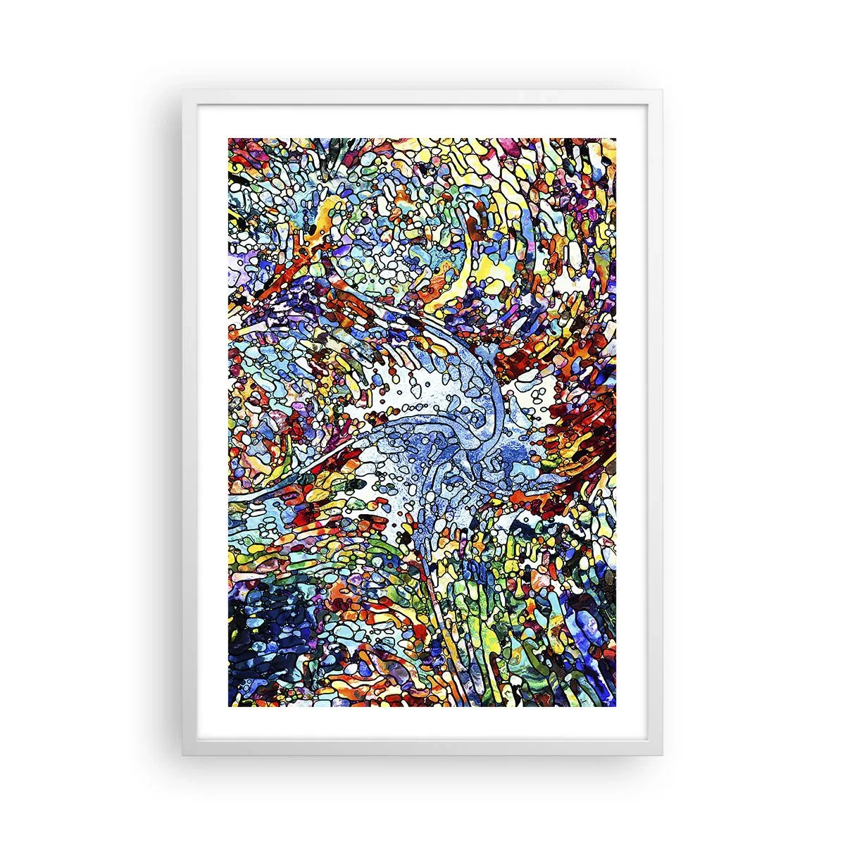 Affisch i vit ram - Glasmålning - droppar - 50x70 cm