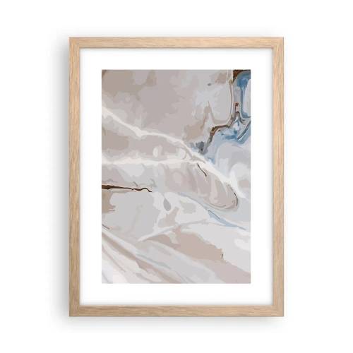 Affisch i ram av ljusek - Blåa meanderlopp under vithet - 30x40 cm