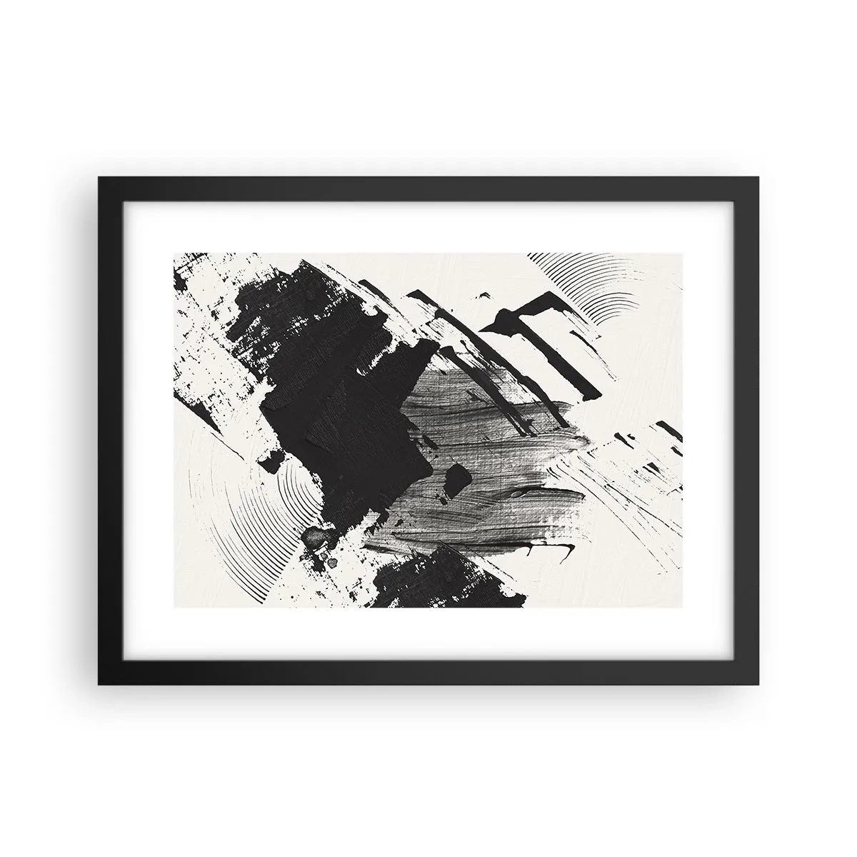 Affisch i svart ram - Abstraktion - uttrycket av svart - 40x30 cm