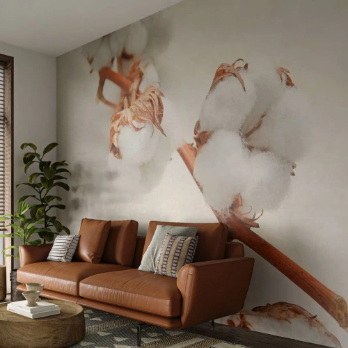 Fototapet Premium Canvas - Krama om - Bomullsblomma, Blomma, Bomullskvist - 400x280 cm