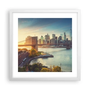 Affisch i vit ram - Storstadsgryning - 40x40 cm