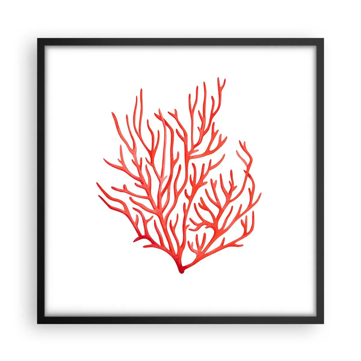 Affisch i svart ram - Filigran av korall - 50x50 cm