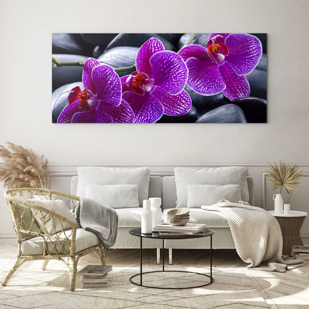 Glastavla - Bild på glas - Stenarna har bleknat av beundran - 100x40 cm