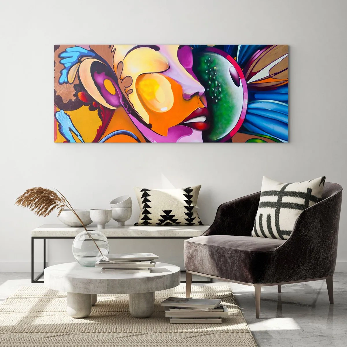 Glastavla - Bild på glas - Känna på med färg - 90x30 cm