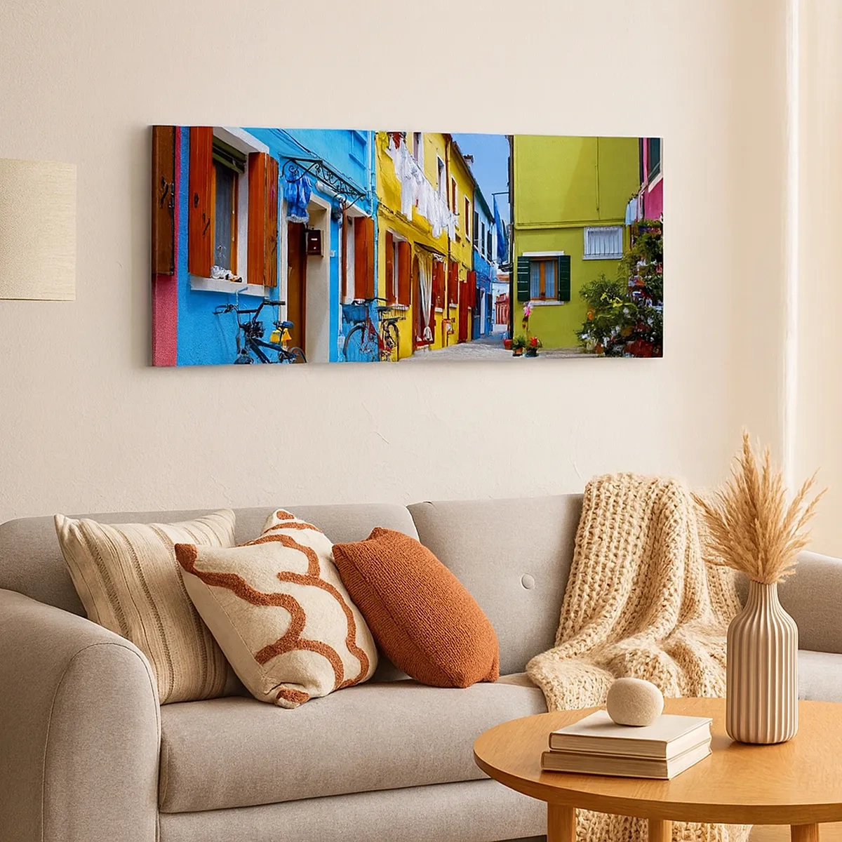 Canvastavla - Bild på duk - Pastell, söt gränd - 30x30 cm