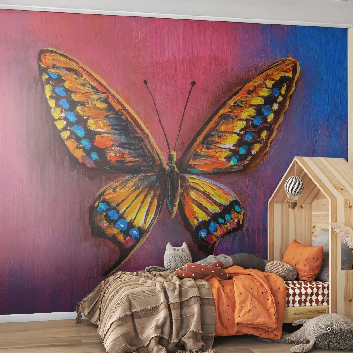 Självhäftande Fototapet Deluxe Sticker - Naturens klenoder - Fjäril, Bit, Målning - 250x175 cm