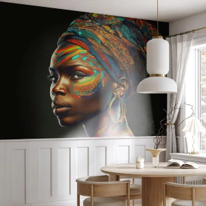 Fototapet Premium Sand - Afrikansk drottning - Turban, Stammar, afroamerikan - 150x105 cm