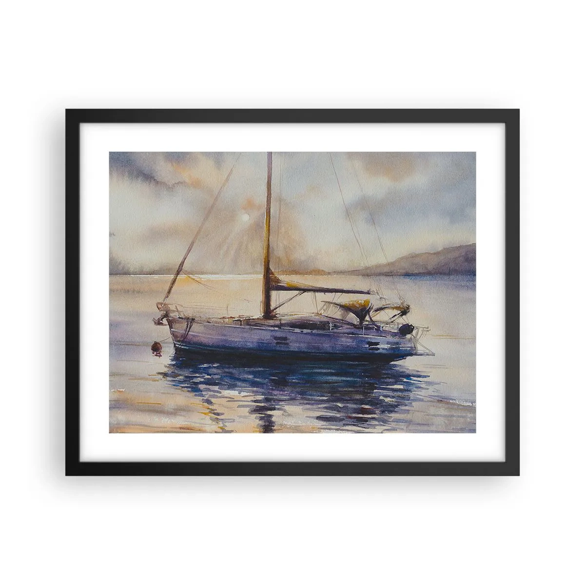 Affisch i svart ram - Kväll i viken - 50x40 cm