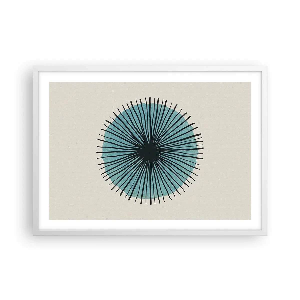 Affisch i vit ram - Radier mot blått - 70x50 cm