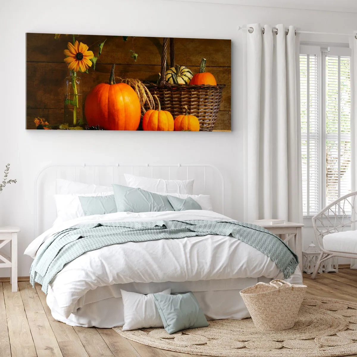 Canvastavla - Bild på duk - Rustik komposition - höstens gåvor - 100x40 cm