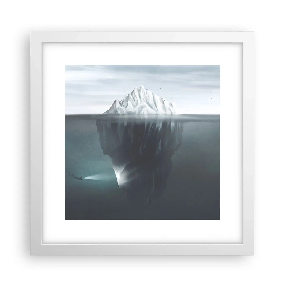 Affisch i vit ram - Undervattensmysterium - 30x30 cm