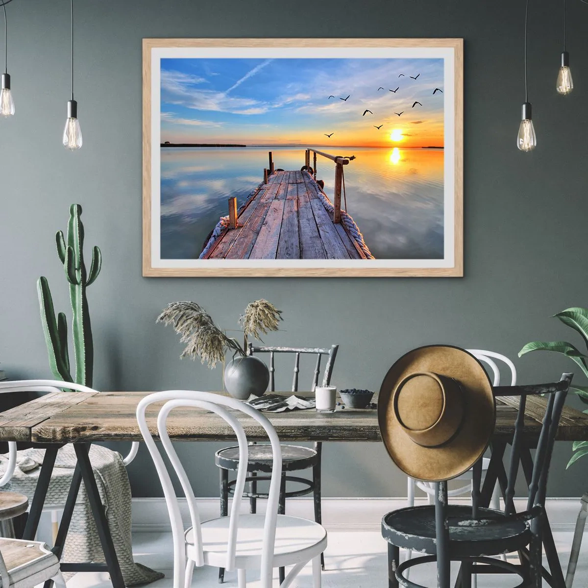 Affisch i ram av ljusek - Gå mot solen - 100x70 cm