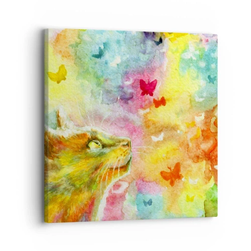 Canvastavla - Bild på duk - I kattparadiset - 30x30 cm