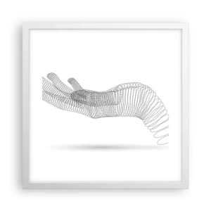 Affisch i vit ram - En spänstig hand - 40x40 cm