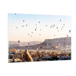 Glastavla - Bild på glas - Som båtar på himlen - 120x80 cm