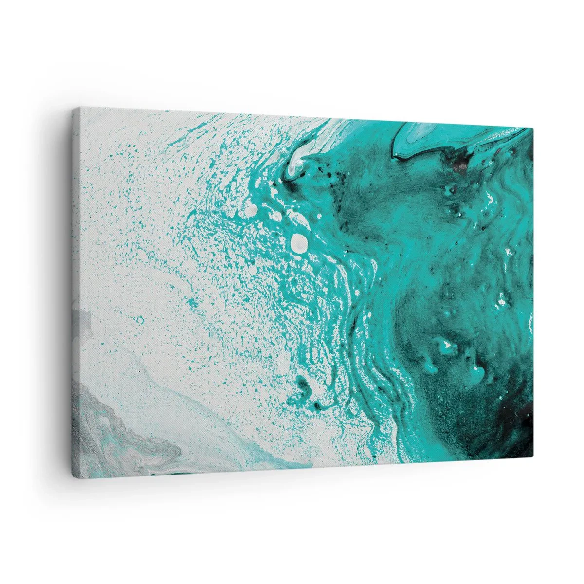 Canvastavla - Bild på duk - Abstrakt komposition i turkosa nyanser på vit bakgrund - 70x50cm - Smälta sig in i vitt och turkos - Modern väggdekoration för vardagsrum och sovrum ARTTOR