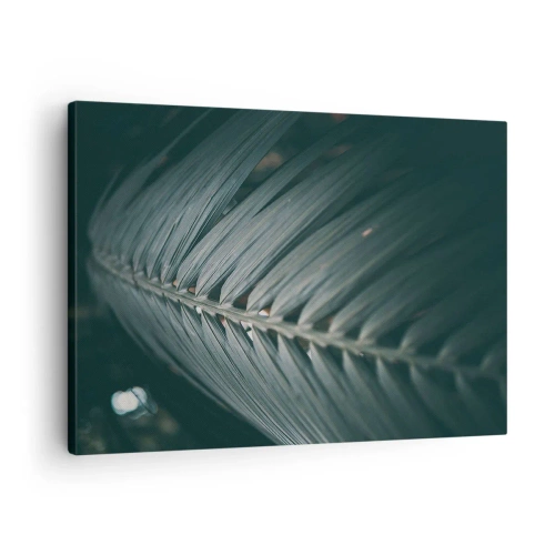 Canvastavla - Bild på duk - Närbild av en mörkfärgad palmbladsdetalj - 70x50cm - Naturens precision - Modern väggdekoration för vardagsrum och sovrum ARTTOR