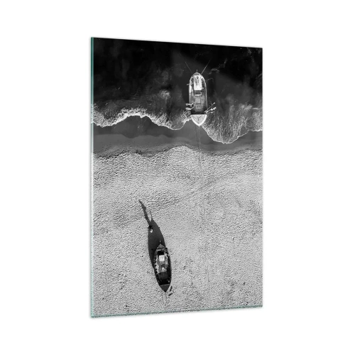 Glastavla - Bild på glas - Fortfarande på stranden... - 80x120 cm