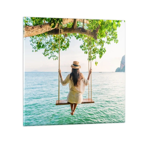 Glastavla - Bild på glas - Livet är vackert - 30x30 cm