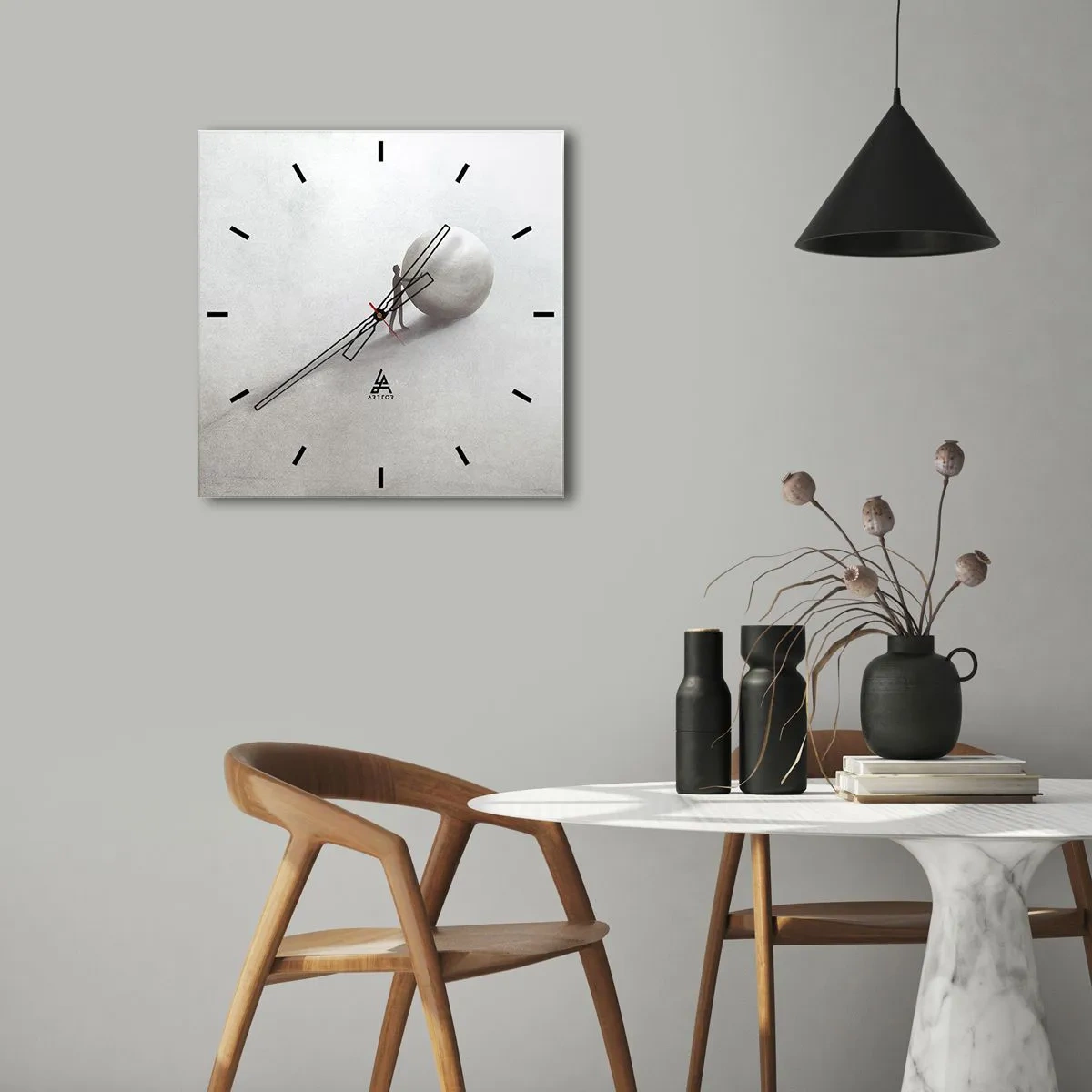 Väggklocka - Klocka på glas - Livets spel - 30x30 cm