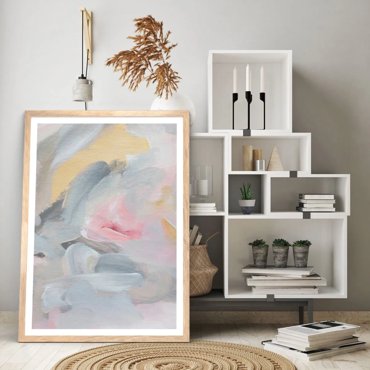 Affisch i ram av ljusek - I en pastellfärgad värld - 70x100 cm